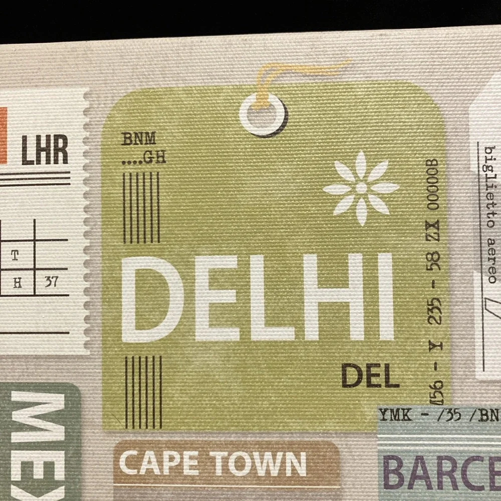 IKEA Pjatteryd Airport Travel Luggage Tag Wall Canvas Art 9.75x9.75 22426